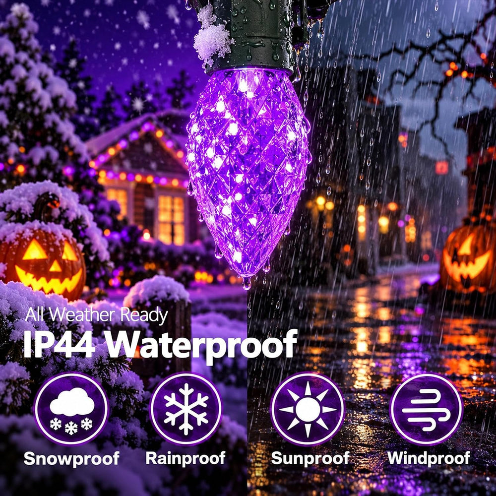 Connectable 2PK C9 Orange Purple Halloween String Light Plug in 86FT 100LED