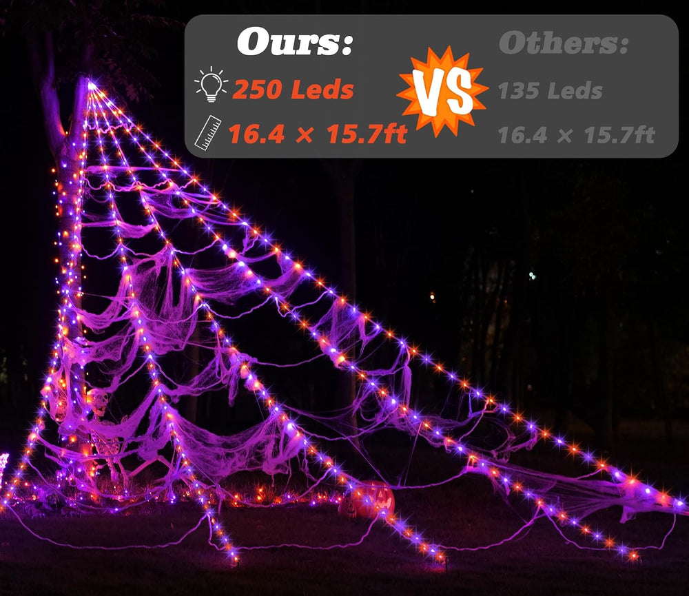 Halloween Spider Web Decoration 250 LED Outdoor Halloween Decorations