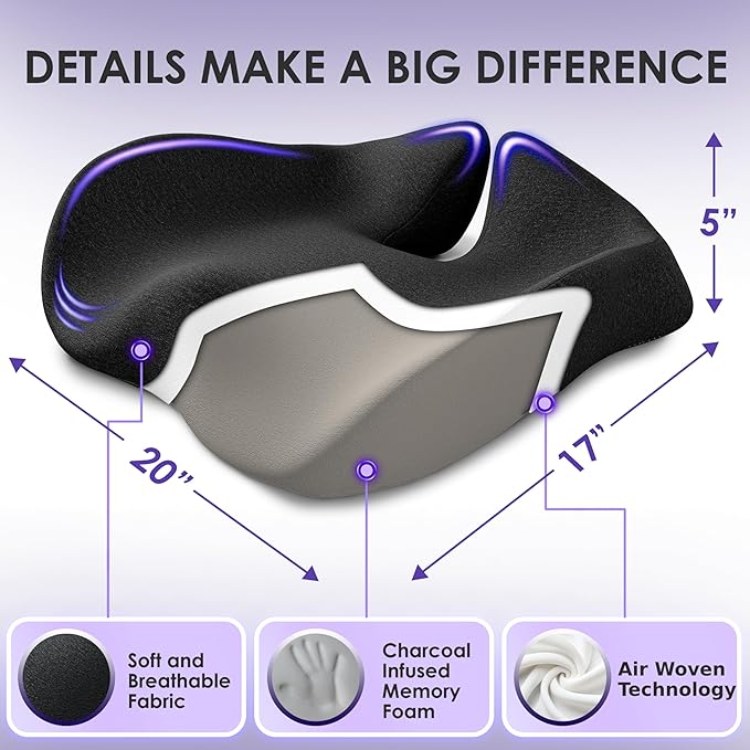 Pressure Relief Seat Cushion for Tailbone Pain – X Large Office Chair Cushion