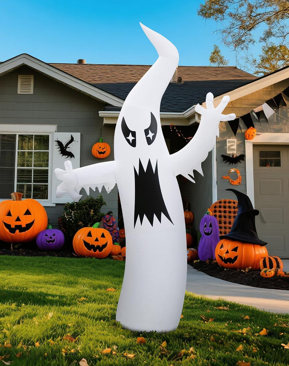 8.7FT Halloween Inflatable Ghost Outdoor Decoration, Scary Yard Decor with LE...
