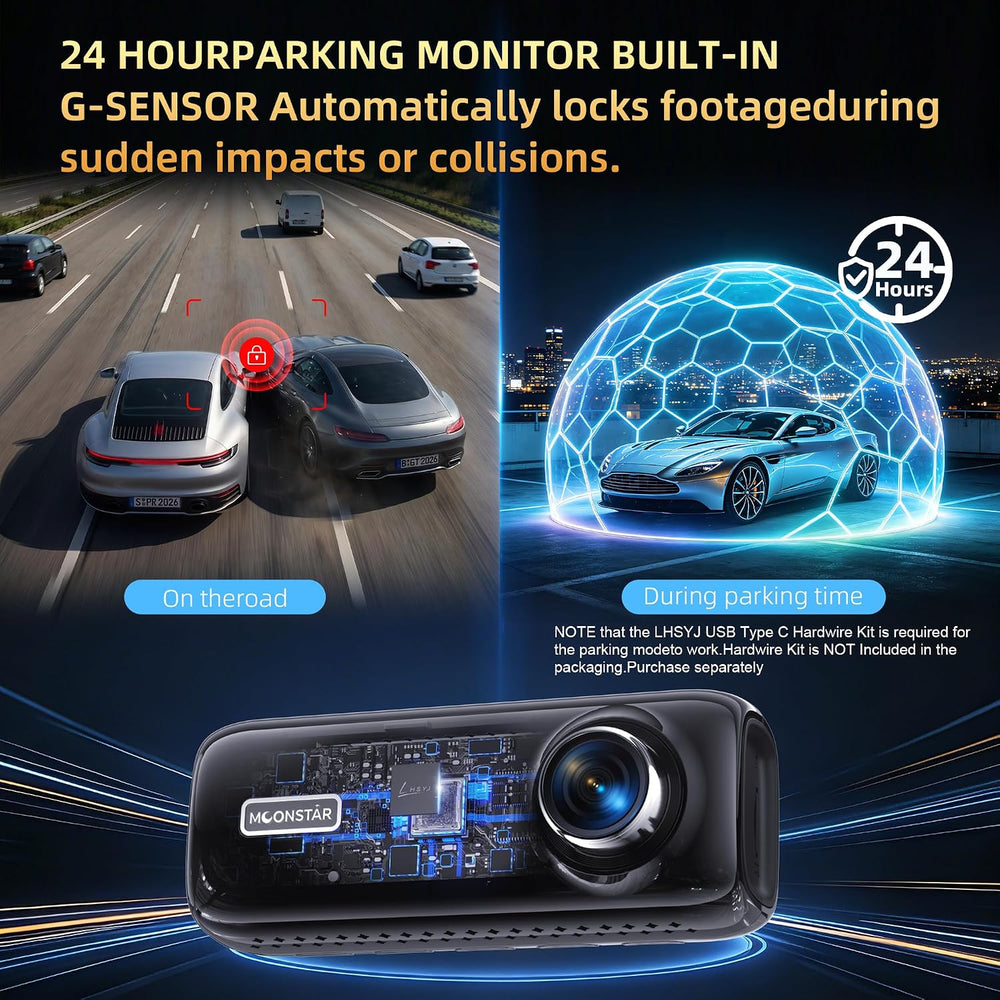 4K Dual Dash Cam Front Rear, STARVIS 2 Sensor, WiFi 6, Night Vision