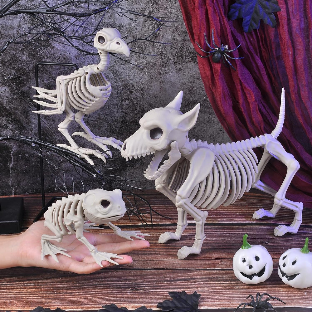 Posable Halloween Skeleton Decorations, 3 Pack Full Body Jointed Skeleton Set...