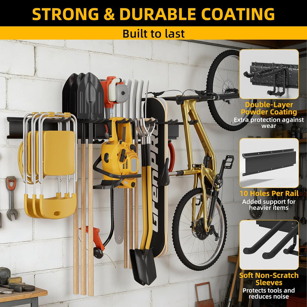 49.5 Inch Garage Tool Organizer, 6 Double-layer Hooks, Holds 440lbs