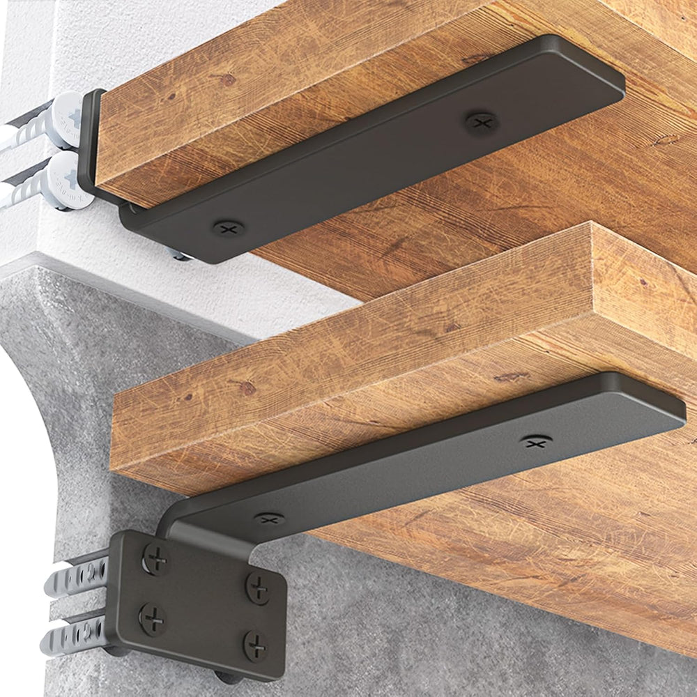 Goovilla Shelf Bracket, Floating Shelf Brackets 10 inch Long, 4 Pack, Black