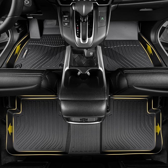 GINOWY-Floor Mats for Chevy Colorado 2015-2022 Crew Cab/GMC Canyon, TPE All