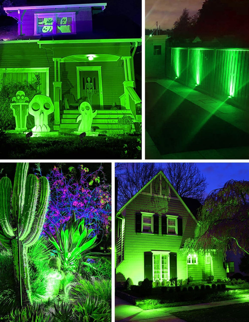 Halloween Green LED Spot Lights Outdoor, 14 LED Landscape Lighting with US Pl...