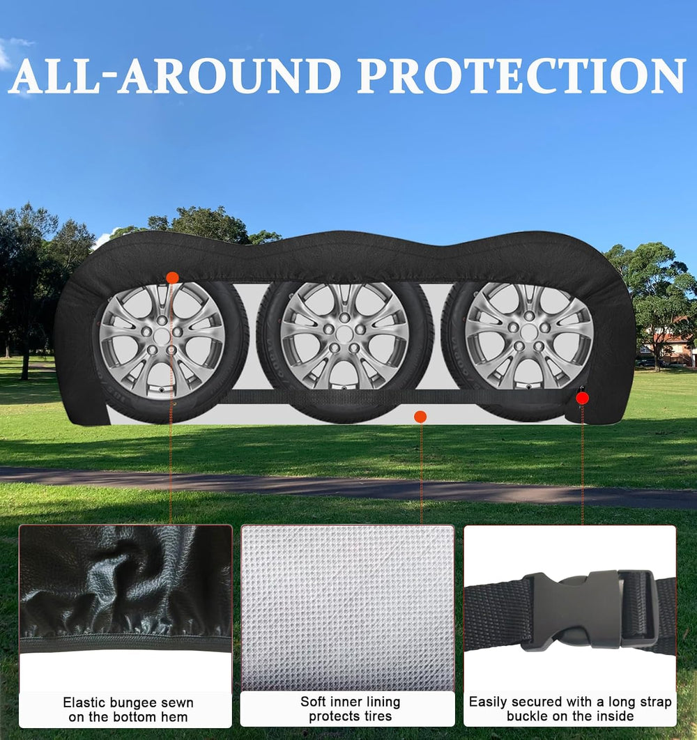 2 Pack Triple Axle Tire Cover, Fits 30" to 32" Tires, Heavy Duty Wa...