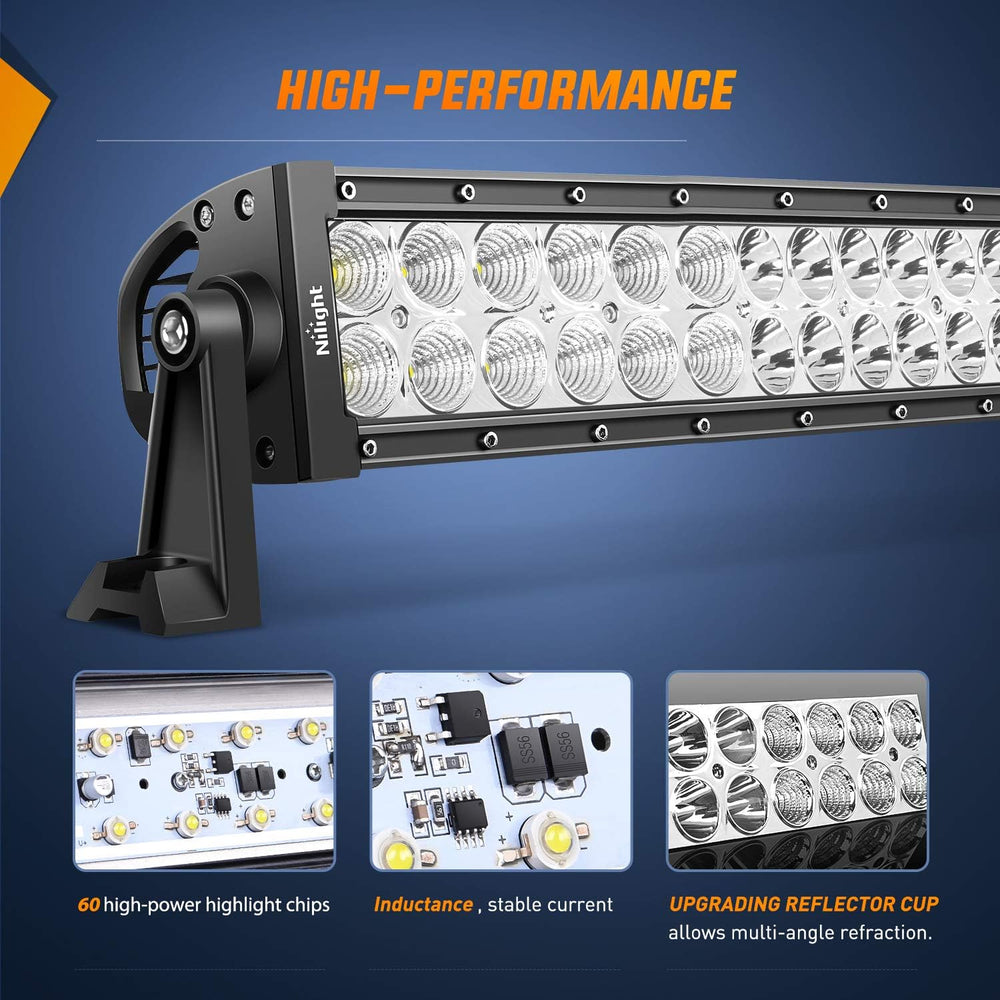 Nilight LED Light Bar 32Inch 180W Spot Flood Combo Led Off Road Lights 12V 5P...