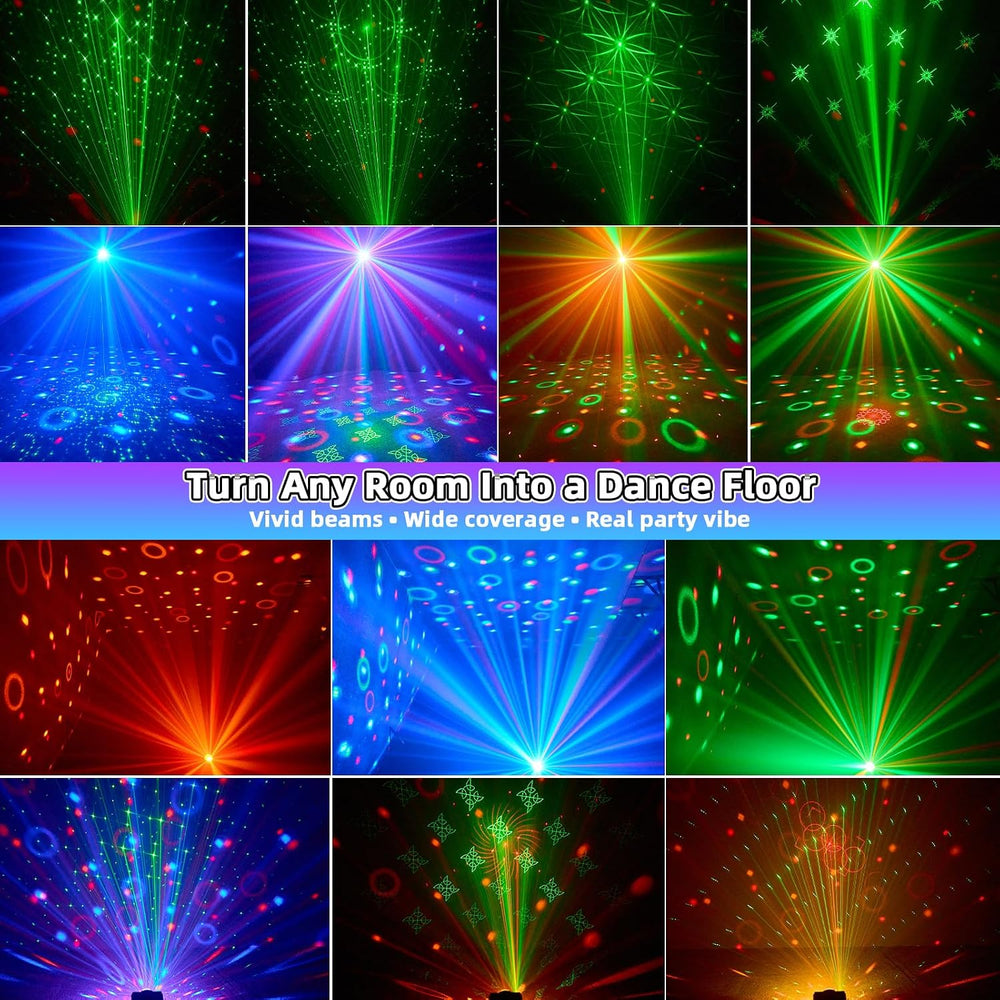 3-in-1 Disco Ball Party Lights, Sound Activated DJ Strobe Light with 60 Patte...