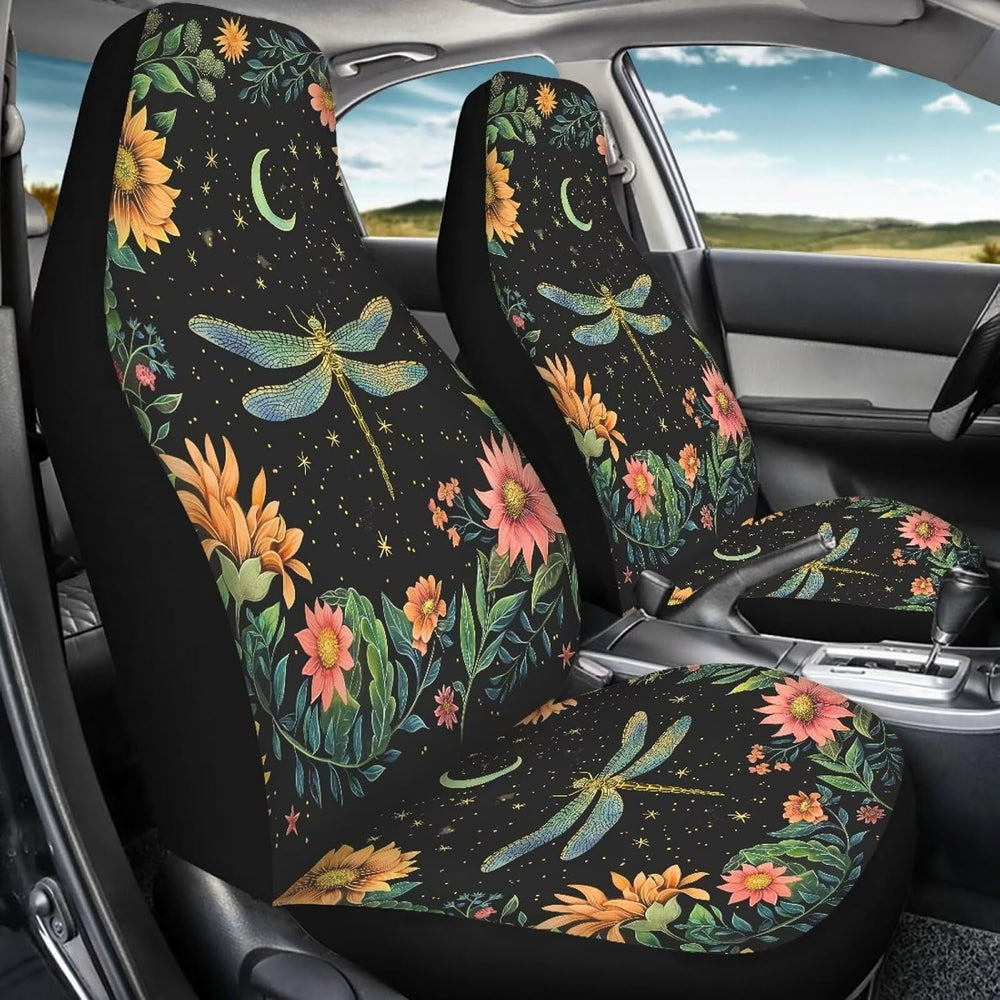 BIGCARJOB Moon Dragonfly Car Seat Cover Set Universal Car Front Seat Protecto...