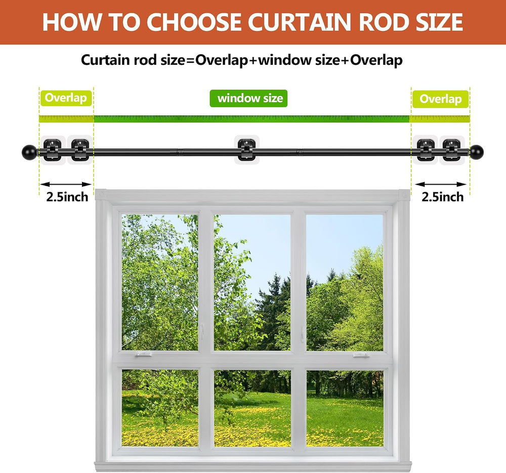 2 Pack Adhesive Curtain Rod No Drilling for Renter 66 to 120" Adjustable