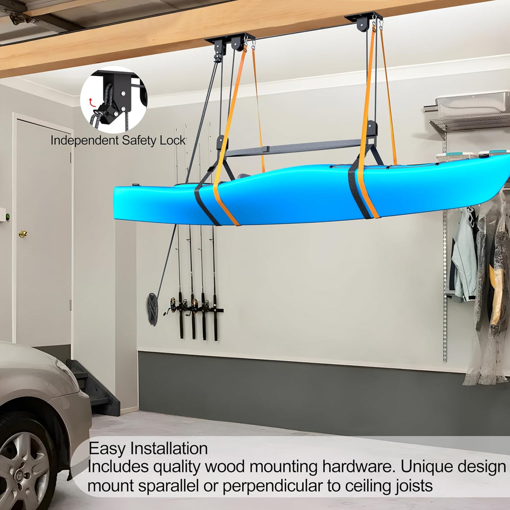 Kayak Hoist for Garage Ceiling, Lift Pulley System for Canoe/Ladder