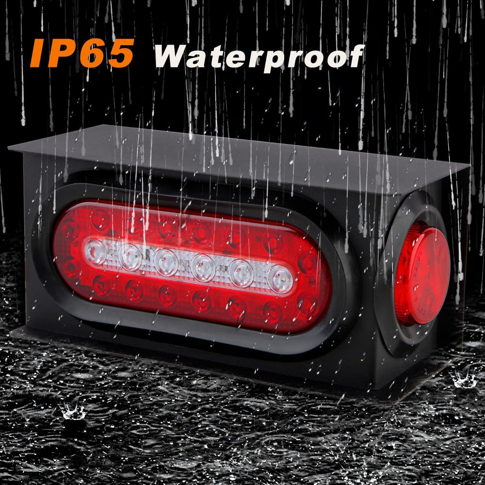 2Pcs Trailer Lights Steel Boxes Housing Kit 6inch&2inch marker Tail Lights
