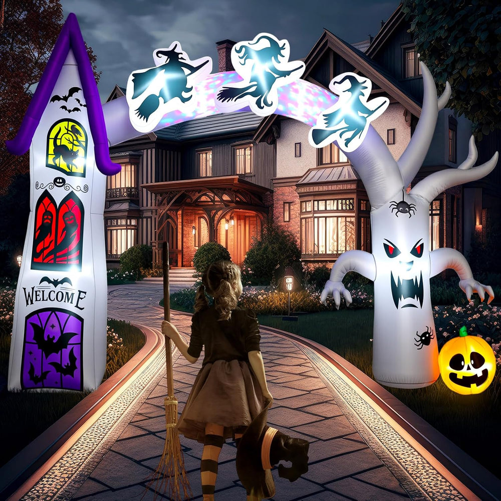 Capoda 14FT Length X 10FT Tall Halloween Inflatable Arch with LED Lights