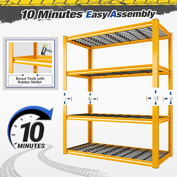REIBII 40" W Garage Shelving Heavy Duty Metal Shelving 2200LBS Storage S...