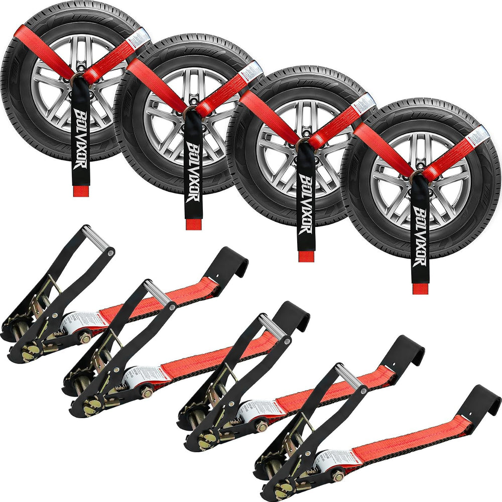 4 Pack Car Tie Down Straps for Trailers - 2" x 96" - 9900LBS Break ...