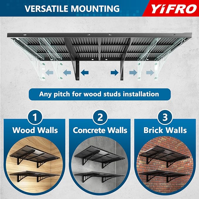 2-Pack 2x3ft Heavy Duty Garage Wall Shelving, 500 lbs Load Capacity, Garage