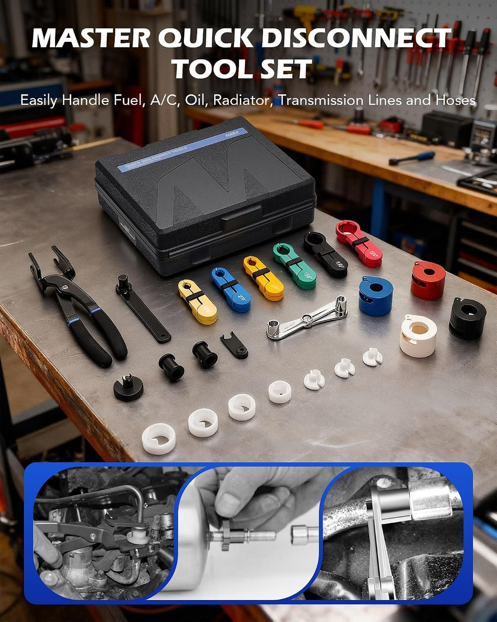 OMT 26pc Fuel Line Disconnect Tool Set With Fuel And AC Disconnect Pliers