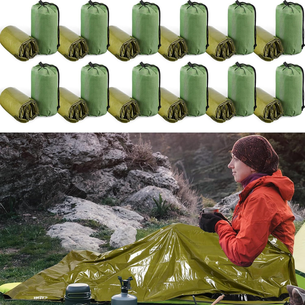 Mixweer 12 Pcs Emergency Sleeping Bag Portable Survival Thermal Bivy Sack Lig...