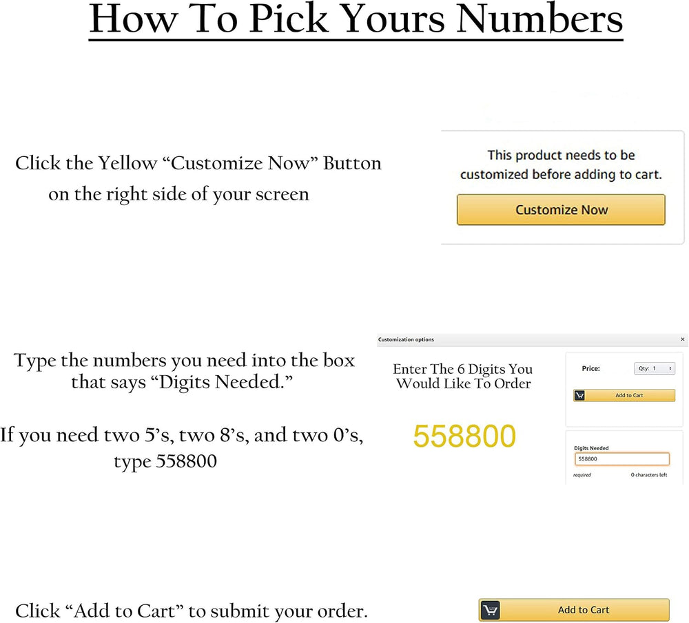 Custom 2-Inch Brass Self-Adhesive Numbers (6-Pack)