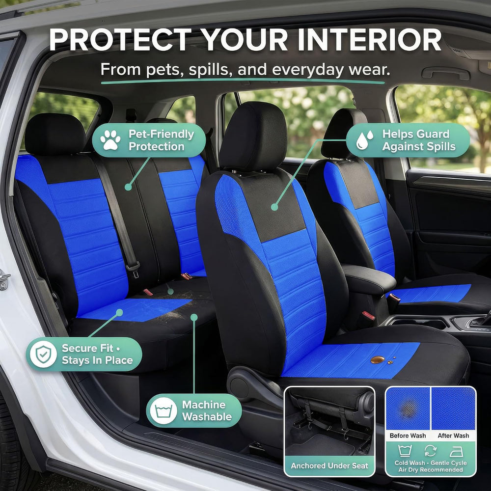 FH Group Automotive Car Seat Covers Full Set Premium 3D Air Mesh Front Seat C...