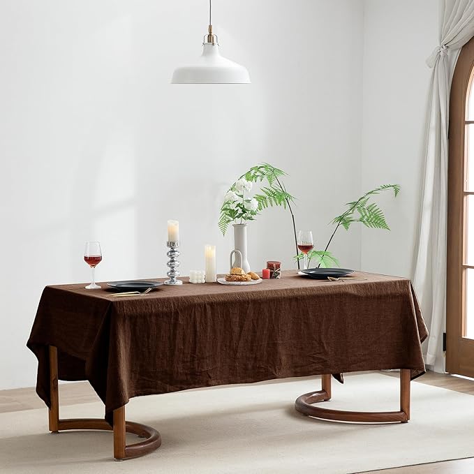 EVERLY 100% Pure Linen Rectangle Tablecloths 60x84Inches for Dining,Buffet Pa...