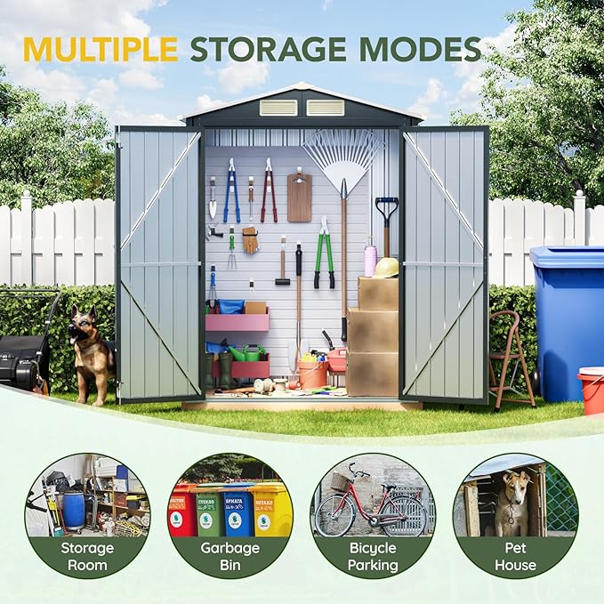 Breezz 5x3FT Vertical Outdoor Steel Storage Shed