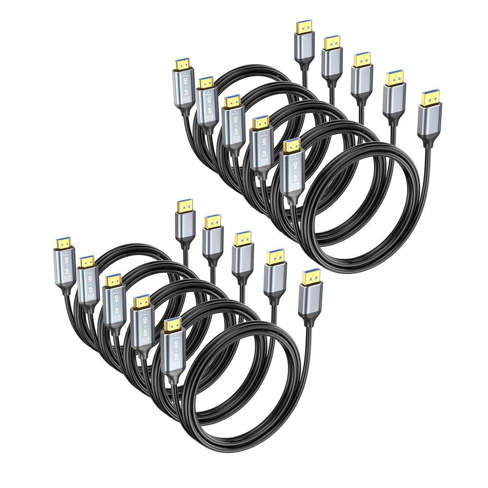 4K DisplayPort to HDMI Cable 6ft 10-Pack, Uni-Directional DP (Source) to HDMI...