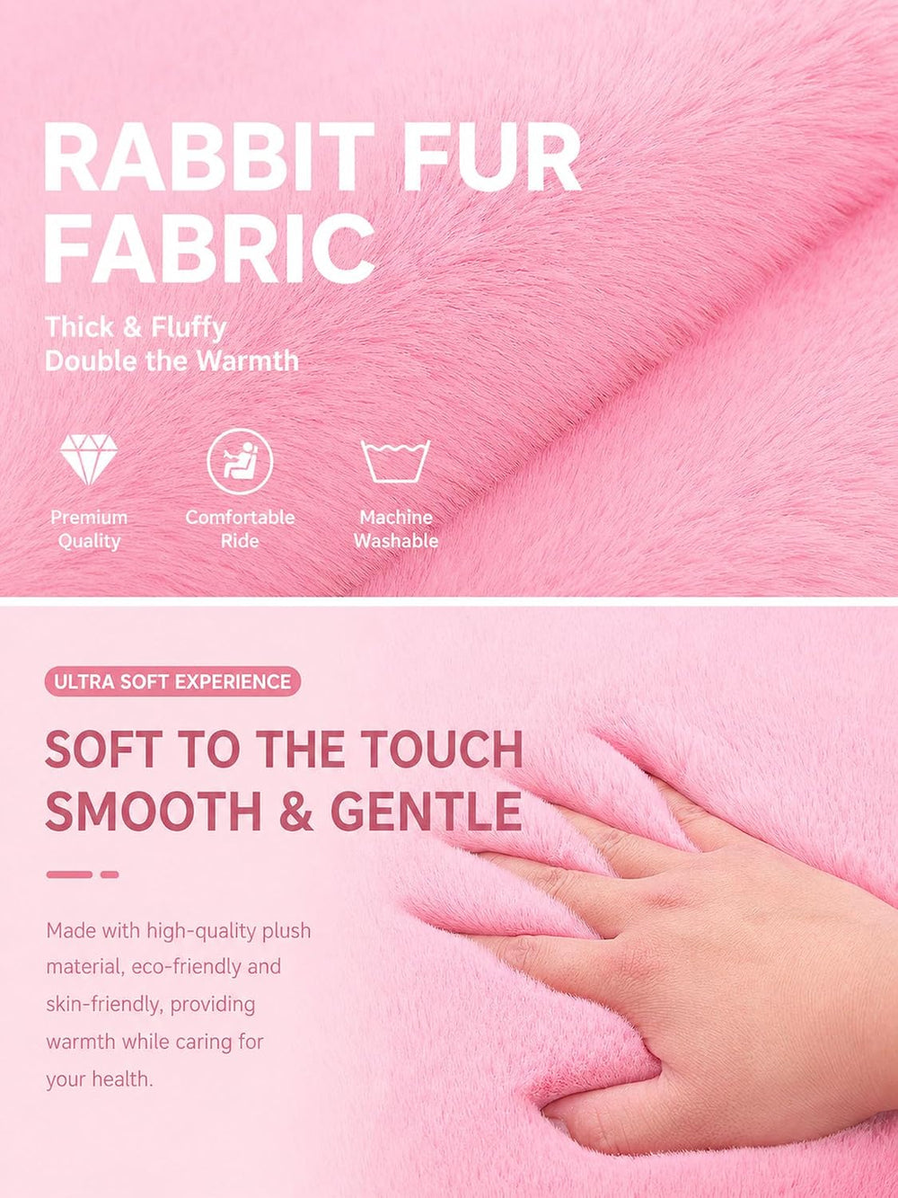 Faux Rabbit Fur Car Seat Cushion Winter Warm Plush Pad For Sedan SUV Truck