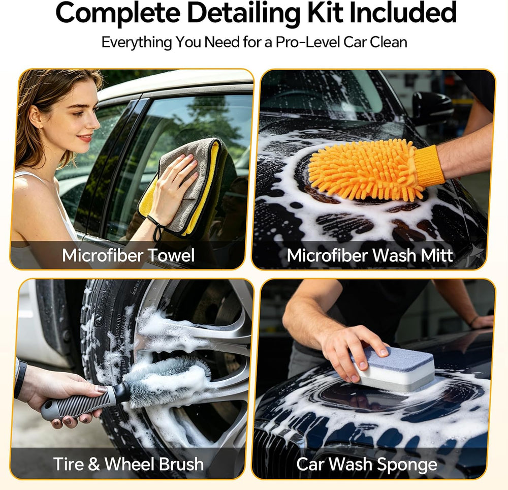 7-in-1 Car Wash Kit with 20L Collapsible Bucket & Brush – Car Wash Mop wi...