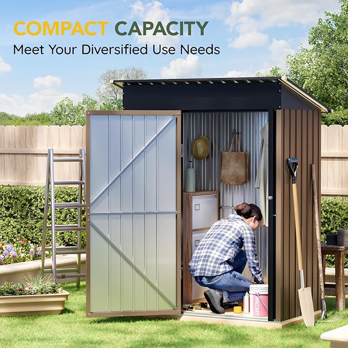 Breezz 5x3FT Vertical Outdoor Steel Storage Shed