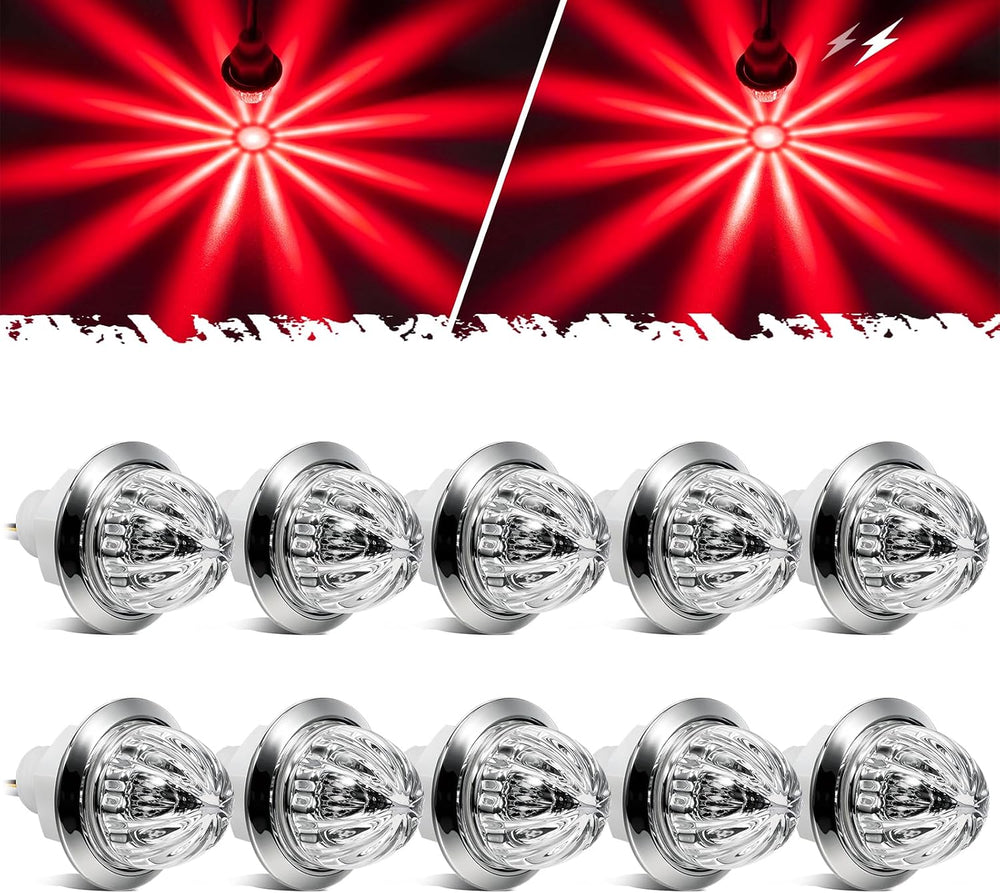 Partsam 10Pcs Mini Watermelon Lights, 3/4 Inch Strobe ＆ Constant Dual Functio...