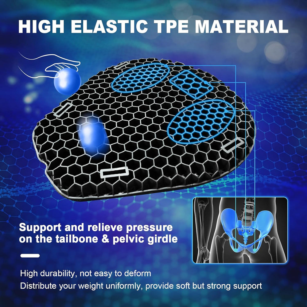 Motorcycle Seat Cushion, 3D Honeycomb Gel Pad, Pressure Relief Shock Absorpti...