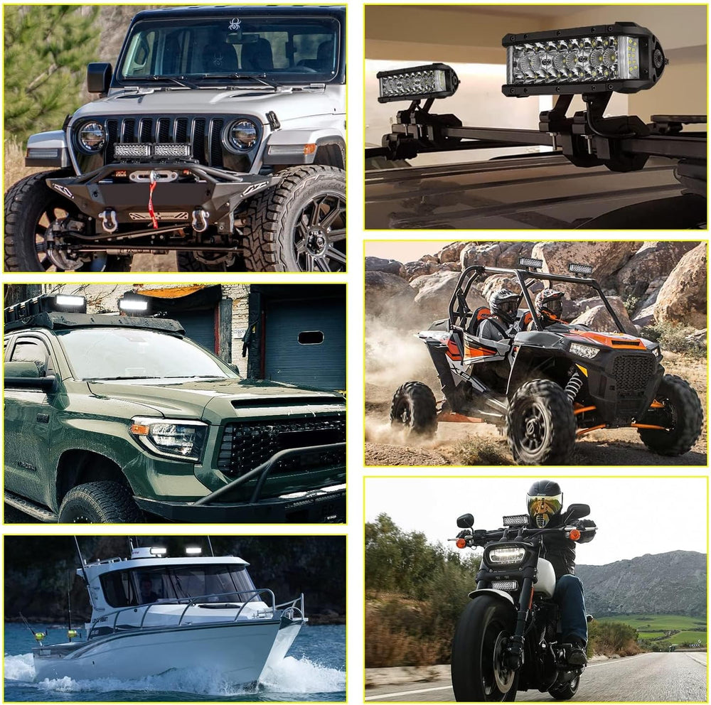 LED Light Bar, 8 Inch 102W Triple Row Side Shooter LED Pods Off Road Spot Flo...