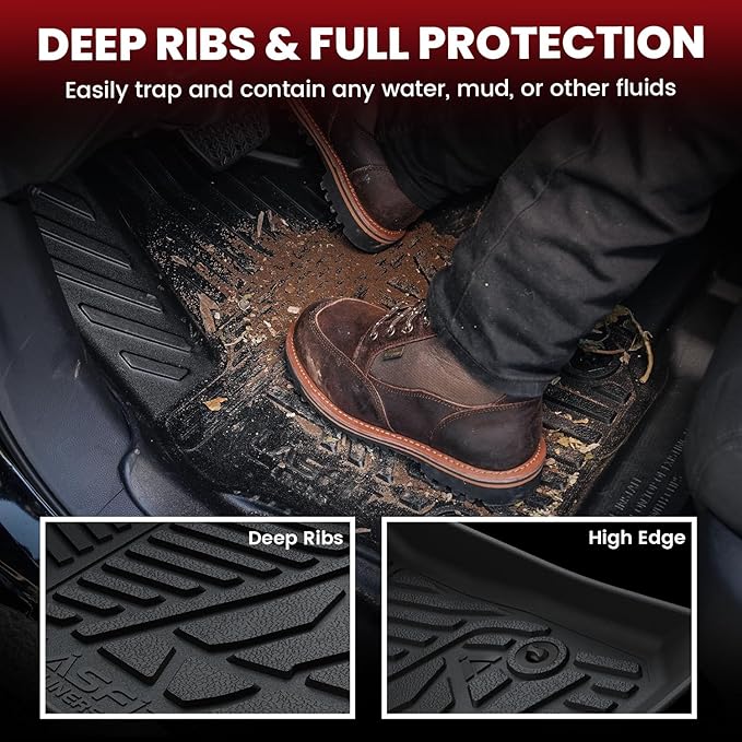 LASFIT Front Floor Mats for Ford F-150 2015-2025 Regular Cab Carpet Floor