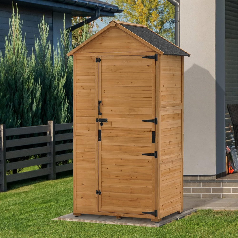 MCombo Large Outdoor Storage Cabinet with 3 Shelves, Wood Garden Shed 1998