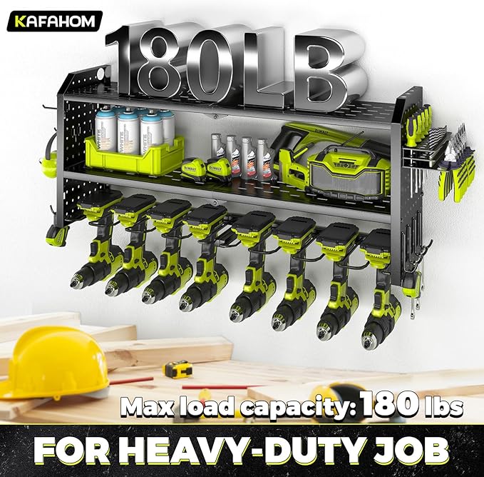 KAFAHOM Power Tool Organizer，Large 8 Drill Holder Wall Mount