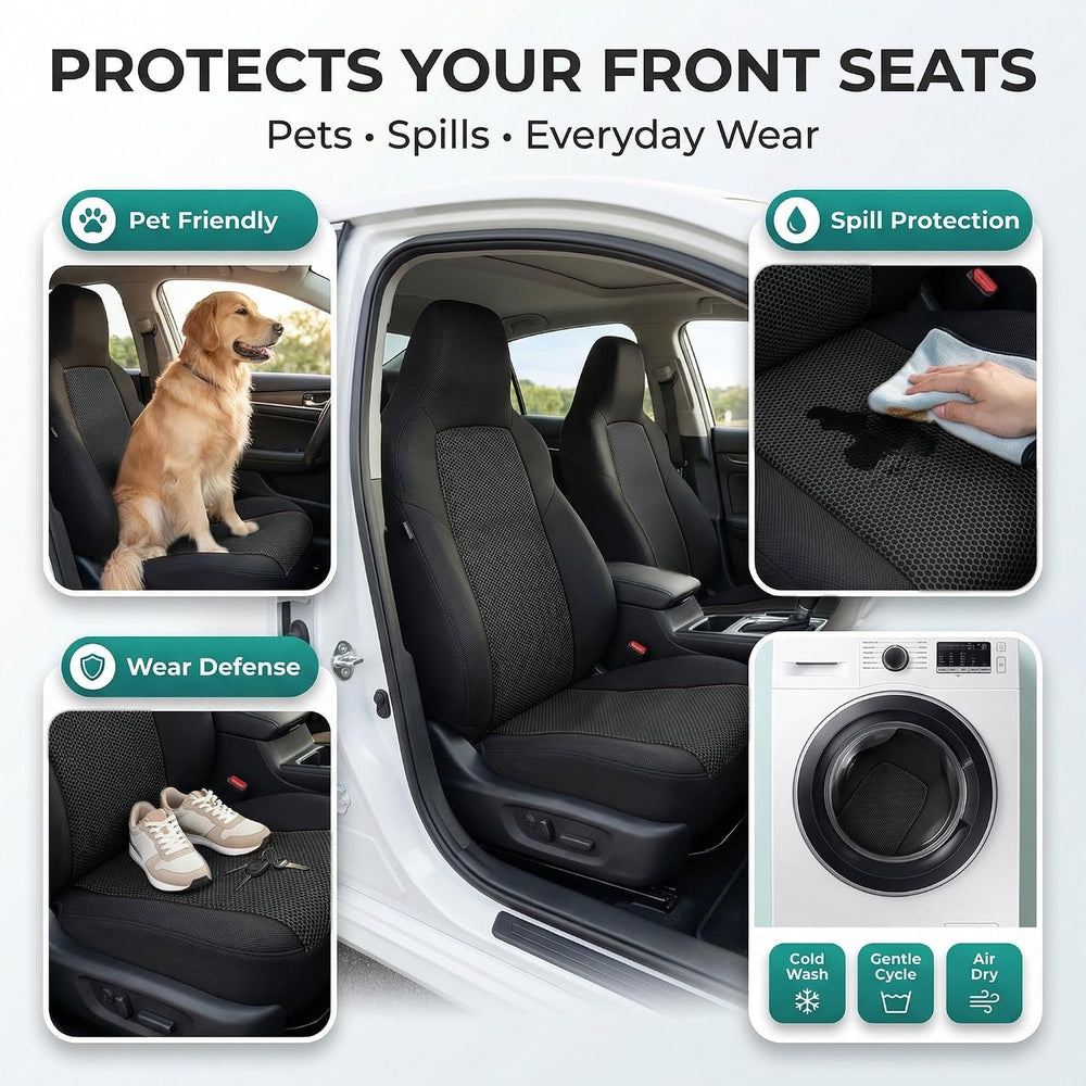 FH Group Car Seat Covers Classic Cloth Seat Covers Full Set with Gift – Unive...