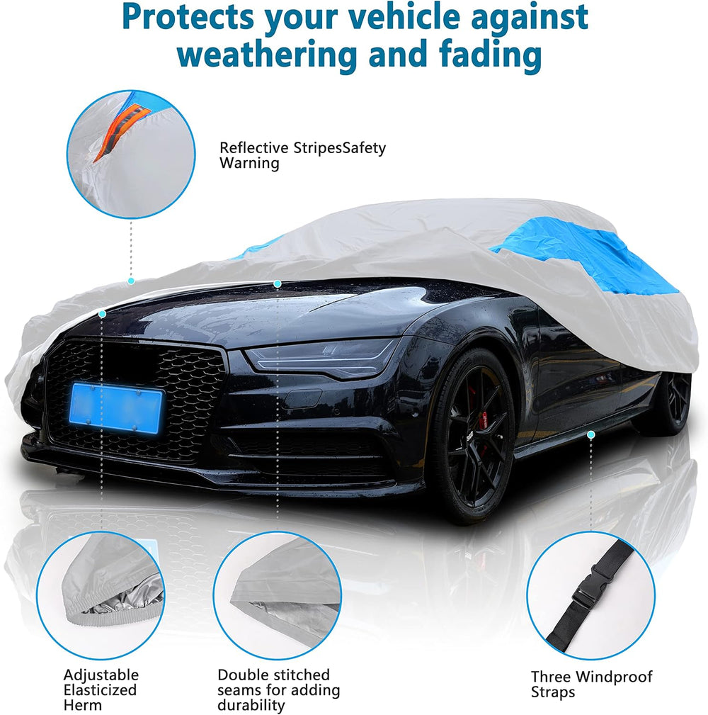 MORNYRAY Waterproof Car Cover All Weather Snowproof UV Protection Windproof O...