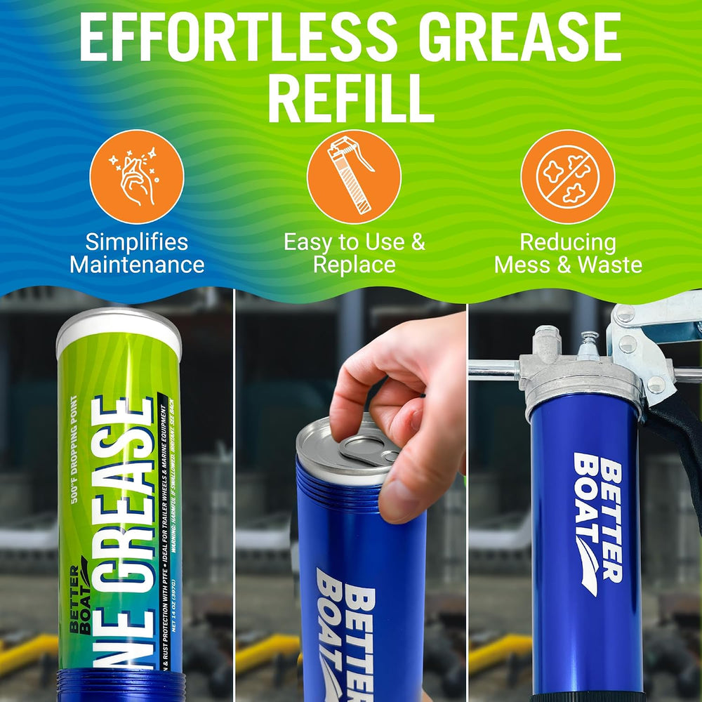 Better Boat Marine Grease Tube, 2 Pack 14 Oz, Waterproof High Temp Trailer