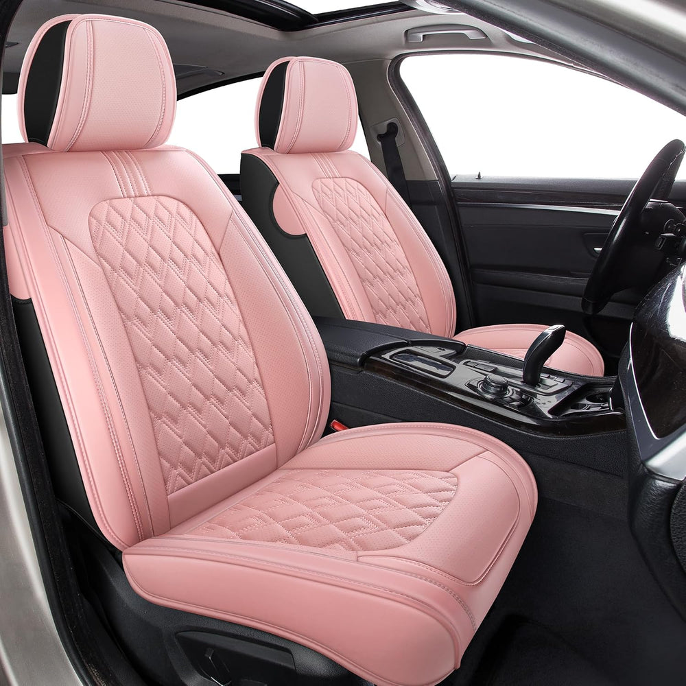 Car Seat Covers Full Set Pink, Leather seat covers, Universal Fit