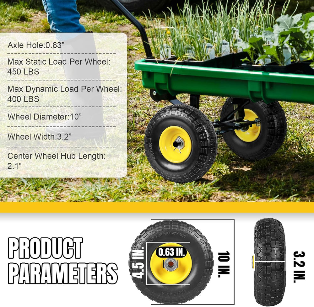 10 Inch Soild Rubber Dolly Tire Wheels, 4.10/3.50-4" Tire and Wheel Flat...