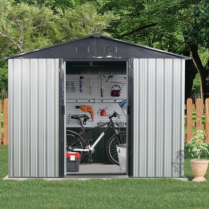 4x8 FT Outdoor Storage Shed, Metal Garden Shed
