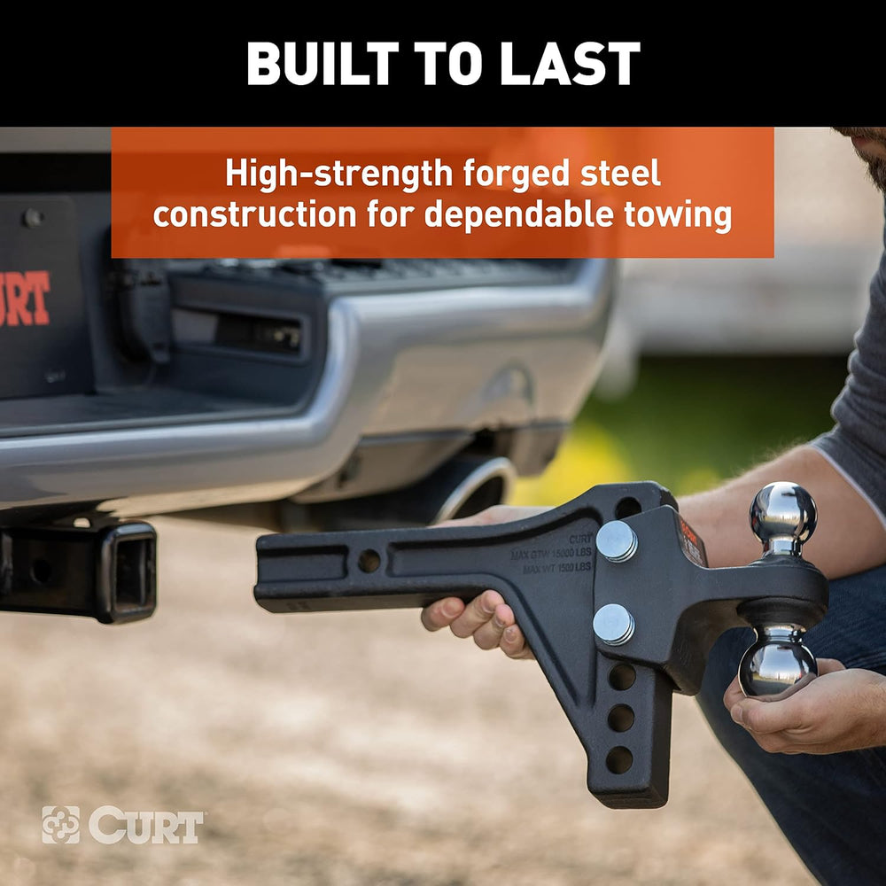 CURT 45935 Adjustable Dual-Ball Hitch Mount, 2" Shank, 15,000 lb