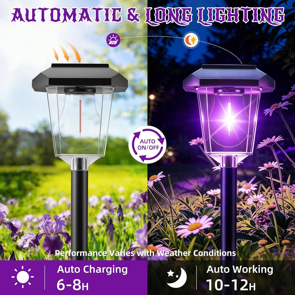 16Pack Purple Solar Halloween Lights outdoor, Pathway Halloween Decorations