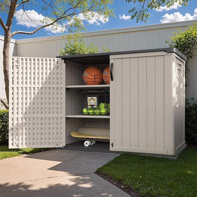 Patiowell 26 cu.ft Plastic Outdoor Storage Shed, Lockable Waterproof Resin