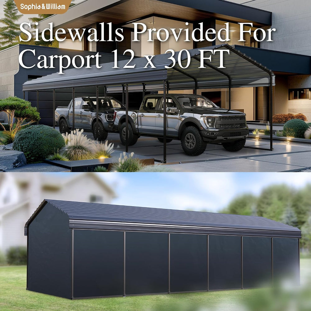 Sophia & William Carport 12x30ft, Car Canopy Metal Heavy Duty Car Shed