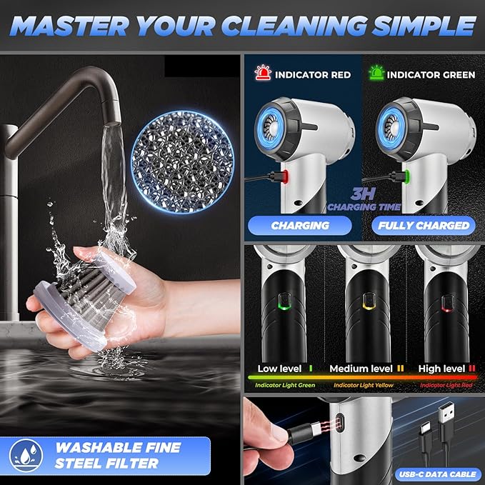 Saker Handheld Car Vacuum Portable Cordless17000PA Mini Vacuums Rechargeable