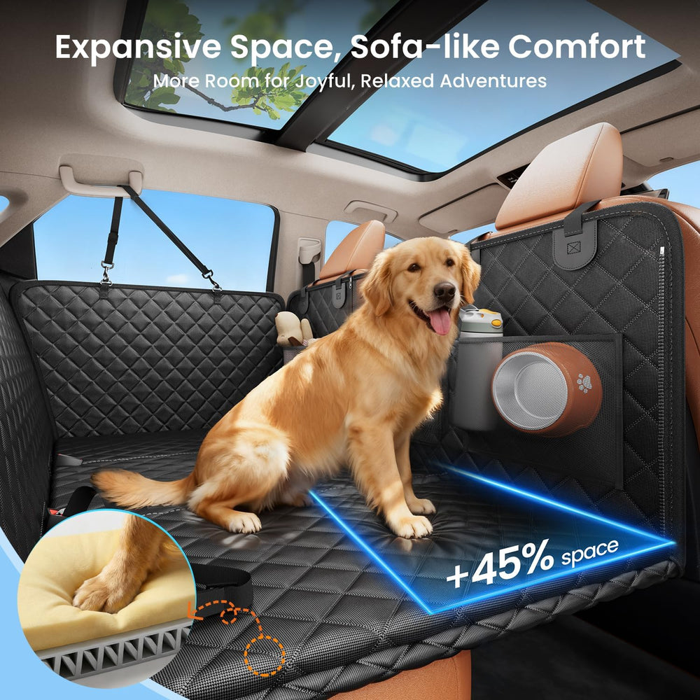 REEVAA 2.0 Hard Bottom Back Seat Cover for Large Dogs, L, Black