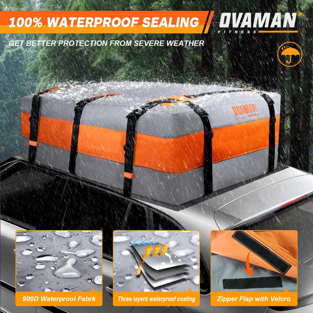 Car Rooftop Cargo Carrier Bag – 20 Cubic Feet Waterproof Heavy Duty 900D Roof...